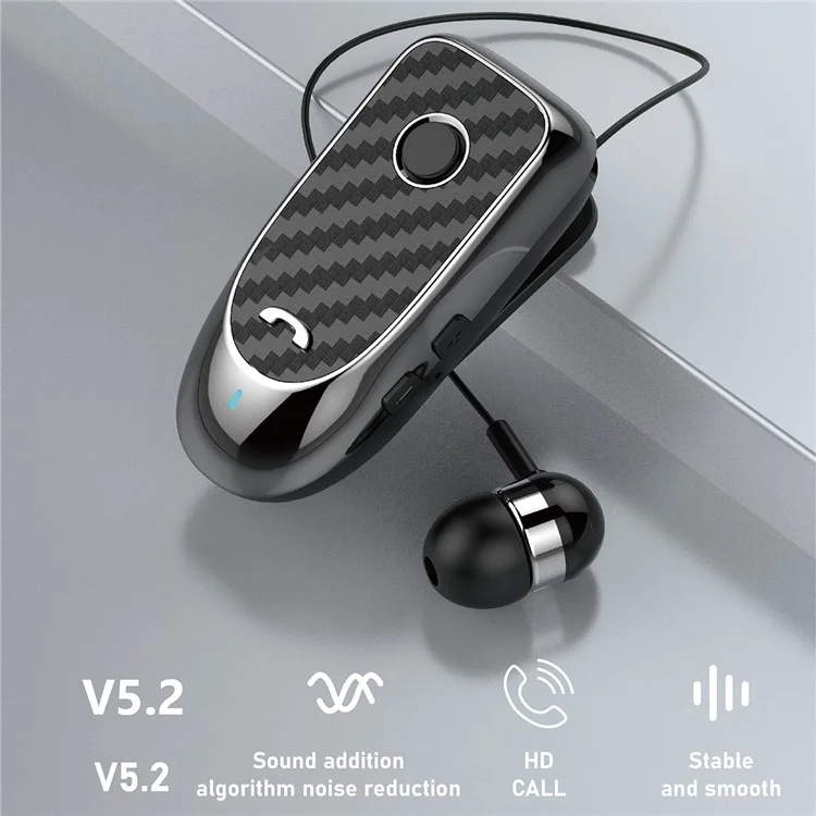 Hileo Hi60 Clip-on Style Bluetooth Headset Single Ear Wireless Headphone Stretchable Business Ecoutphone For Driving - Bleu