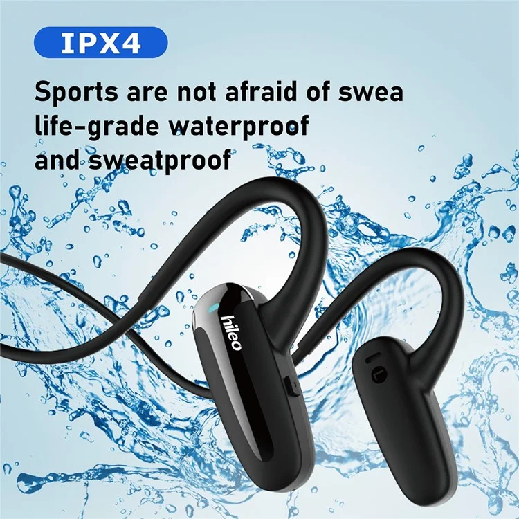 Hileo Hi70 Condage de Conduction Air Bluetooth Running Sports Headset Stéréo Sound Imperproof Ecoutphone - le Noir