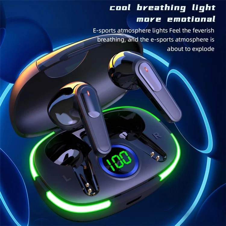 Pro 80 TWS Wireless Bluetooth 5.3 Écouteur HiFi HiFi Stéréo Music Appelant le Casque Avec un Éclairage Respiratoire