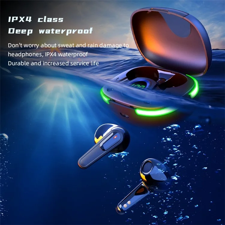 Pro 80 TWS Wireless Bluetooth 5.3 Écouteur HiFi HiFi Stéréo Music Appelant le Casque Avec un Éclairage Respiratoire