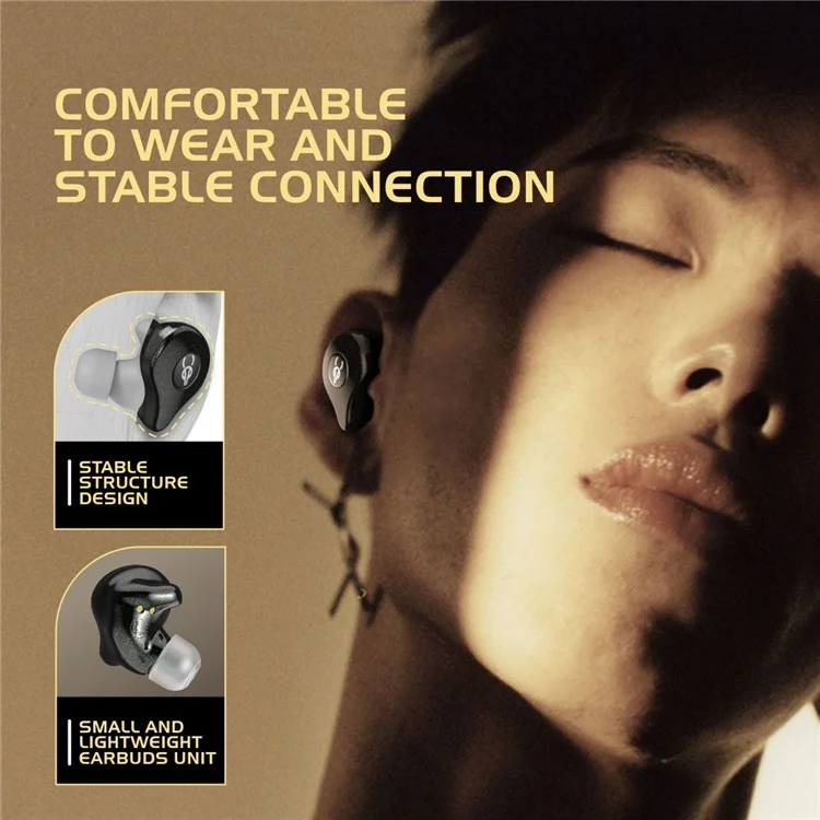 SABBAT E16 Wireless Bluetooth-compatible Headset In-Ear TWS Headset Portable Lightweight Earphones with Charging Case - Black