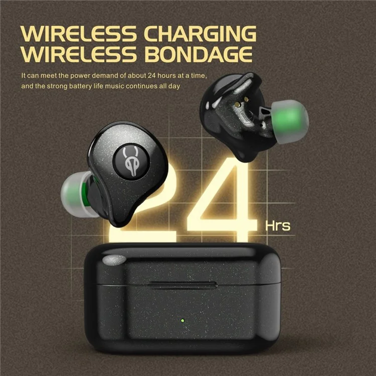 SABBAT E16 Wireless Bluetooth-compatible Headset In-Ear TWS Headset Portable Lightweight Earphones with Charging Case - Black
