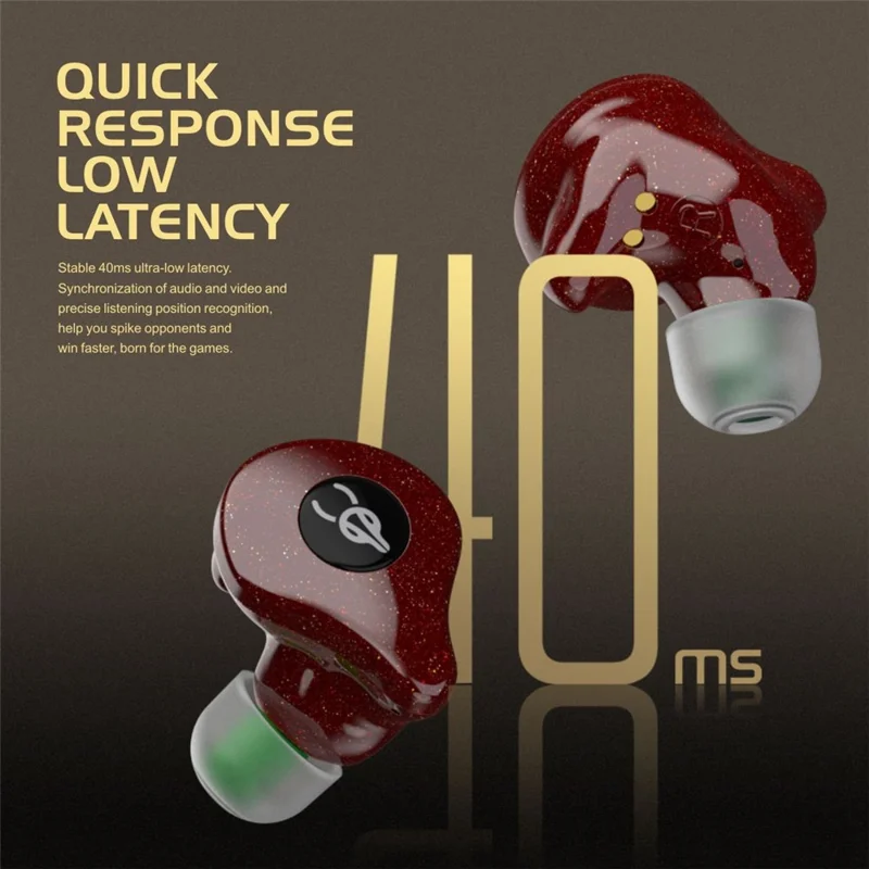 SABBAT E16 Wireless Bluetooth-compatible Headset In-Ear TWS Headset Portable Lightweight Earphones with Charging Case - Red