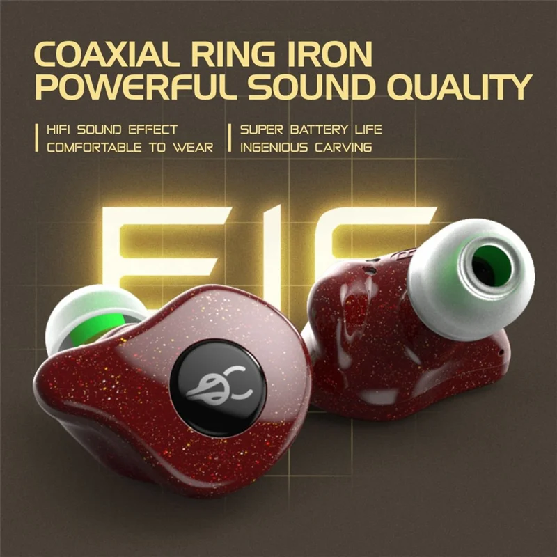 SABBAT E16 Wireless Bluetooth-compatible Headset In-Ear TWS Headset Portable Lightweight Earphones with Charging Case - Red