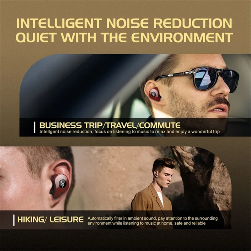 SABBAT E16 Wireless Bluetooth-compatible Headset In-Ear TWS Headset Portable Lightweight Earphones with Charging Case - Red