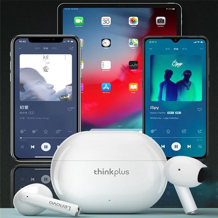Lenovo Thinkplus XT93 Fones de Ouvido Sem Fio TWS Bluetooth Fones de Ouvido Cancelando os Fones de Ouvido de Controle de Toque Com Fone de Ouvido de Esportes de Microfone - Branco