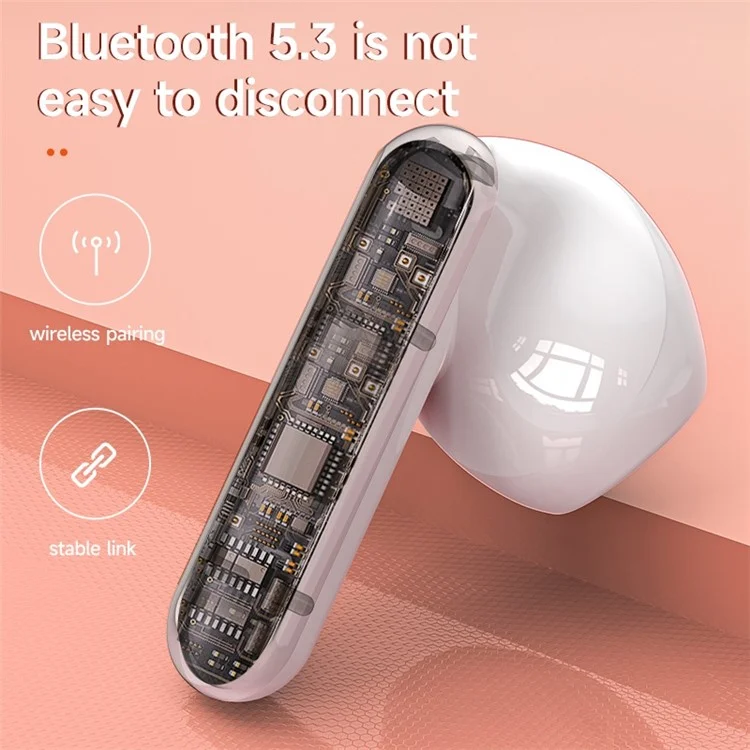 HXSJ S28 Wireless Headset for Girls TWS Earbuds with Make-up Mirror, LED Display, Bluetooth-compatible V5.3 Earphones for Travel Workout Running - White