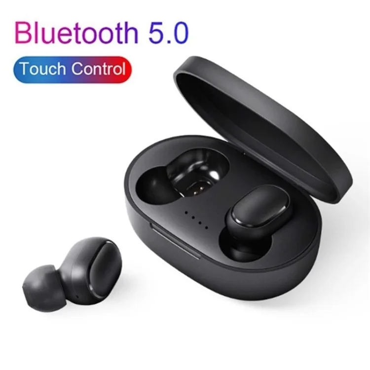 A6S Wireless Bluetooth-compatible Headset Mini Binaural In-Ear Music Headphones Noise Reduction TWS Earbuds with Charging Case - Black