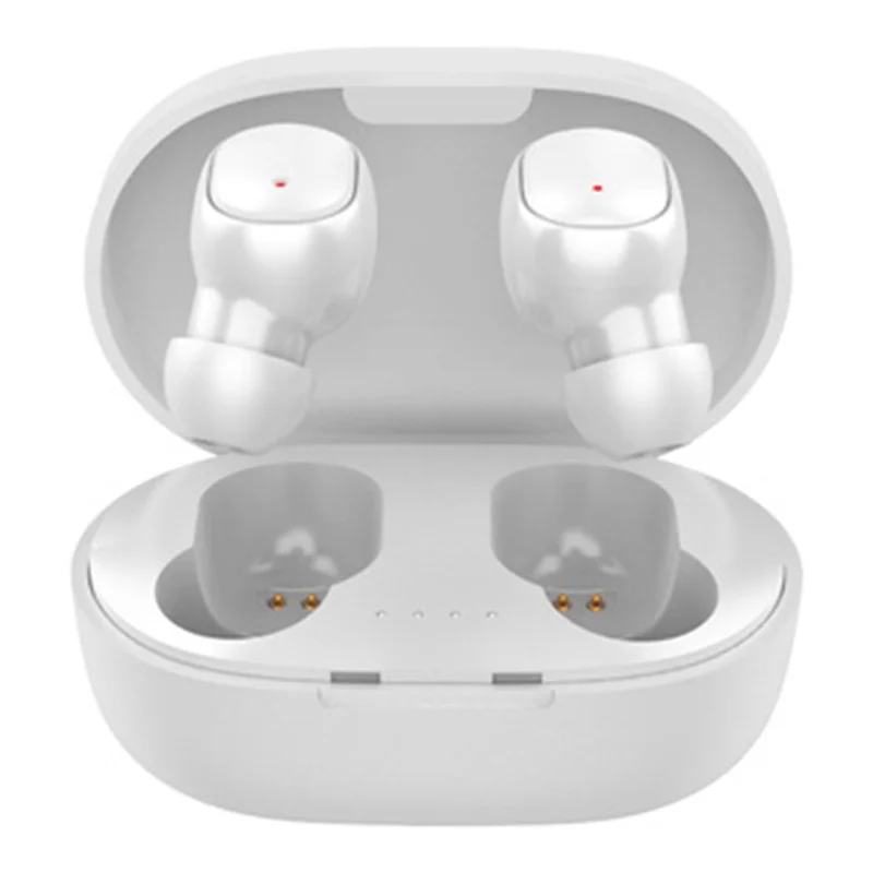 A6S Wireless Bluetooth-compatible Headset Mini Binaural In-Ear Music Headphones Noise Reduction TWS Earbuds with Charging Case - White