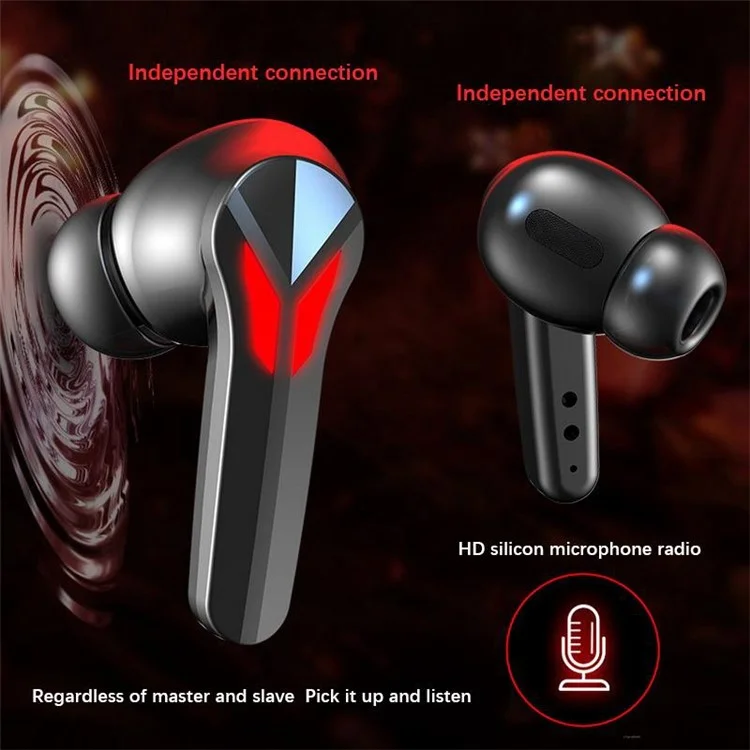 J13 Bluetooth-compatible Earbuds Binaural In-Ear Gaming Headset Dual Mode E-Sport Headphone with Digital Display / Breathing Light