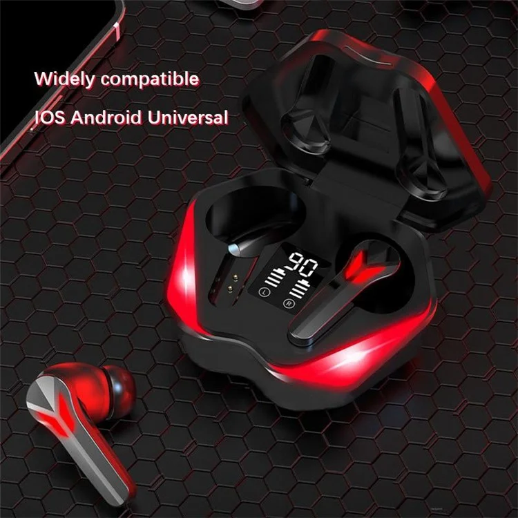 J13 Bluetooth-compatible Earbuds Binaural In-Ear Gaming Headset Dual Mode E-Sport Headphone with Digital Display / Breathing Light