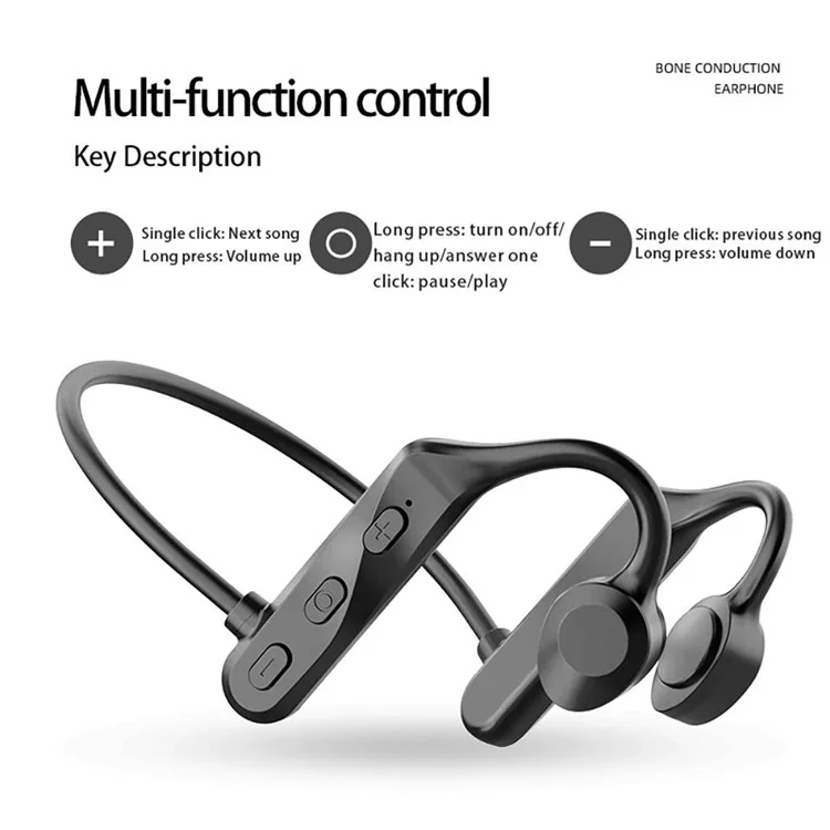 K69 Bone Conduction Bluetooth Headset Wireless Ear-Hook Sports Headphone IPX5 Waterproof Earphone