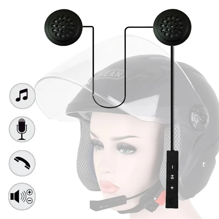 BT8 Motorcycle Helmet Earphone Bluetooth-compatible Headset Speaker HiFi Stereo Sound Music Control Headphone for Outdoor Cycling Riding