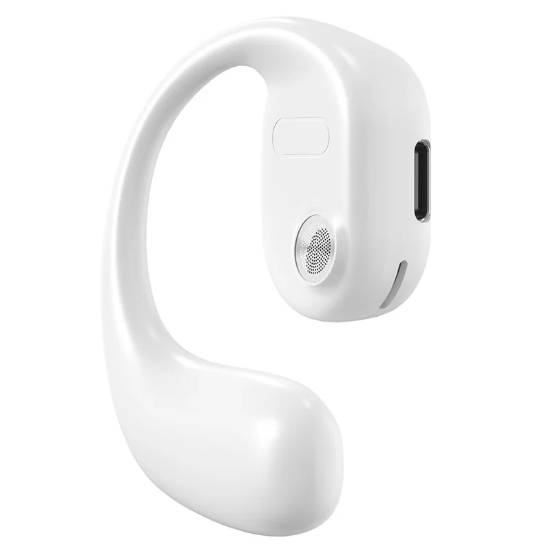 YJ77 Business Single Ear Wireless Bluetooth-compatible Earhook Headset Air Conduction Hands-free Call Music Earphone - White