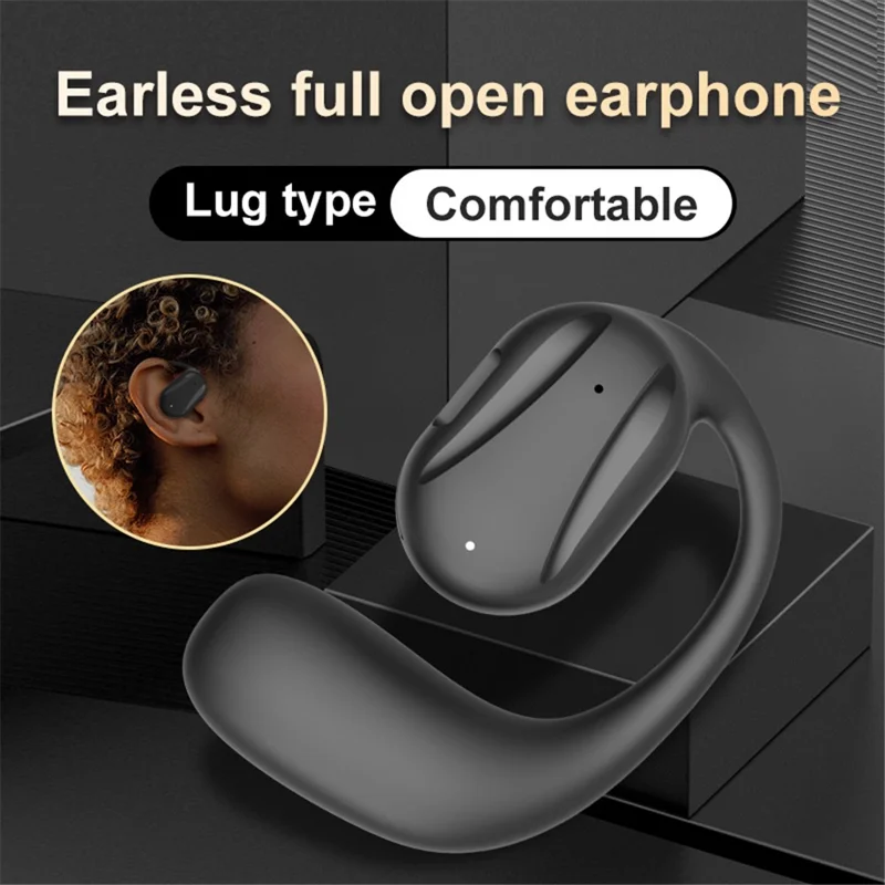 YJ77 Business Single Ear Wireless Bluetooth-compatible Earhook Headset Air Conduction Hands-free Call Music Earphone - White