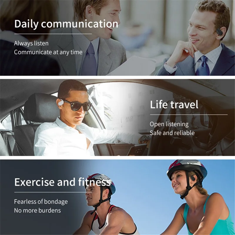 YJ77 Business Single Ear Wireless Bluetooth-compatible Earhook Headset Air Conduction Hands-free Call Music Earphone - White