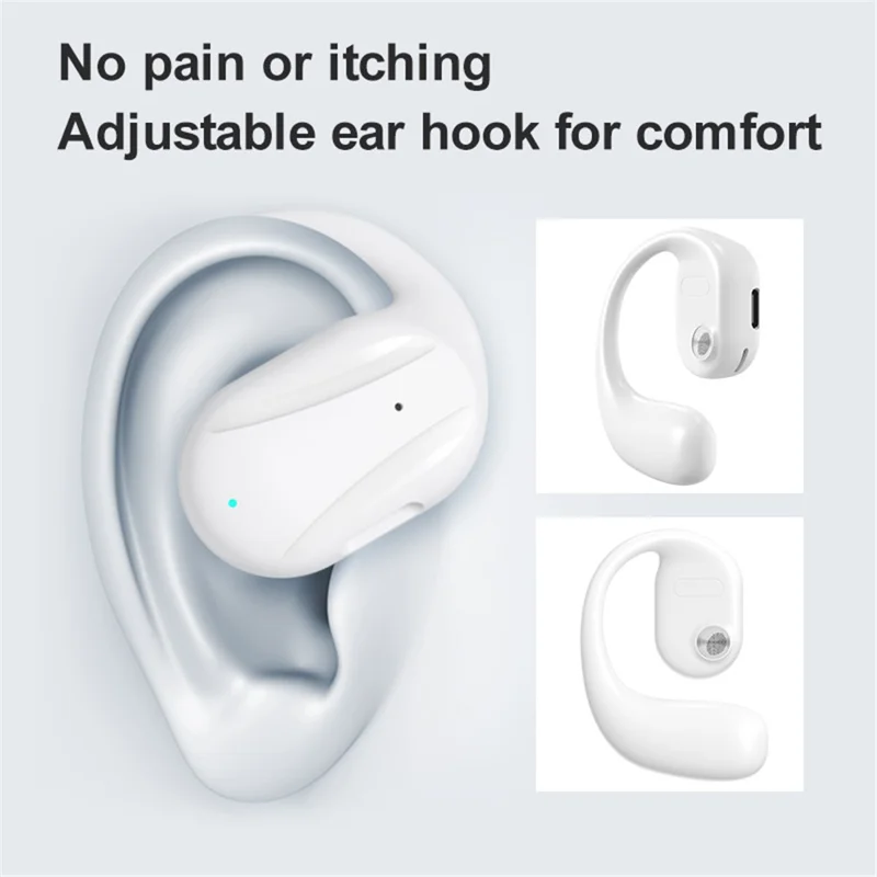 YJ77 Business Single Ear Wireless Bluetooth-compatible Earhook Headset Air Conduction Hands-free Call Music Earphone - White