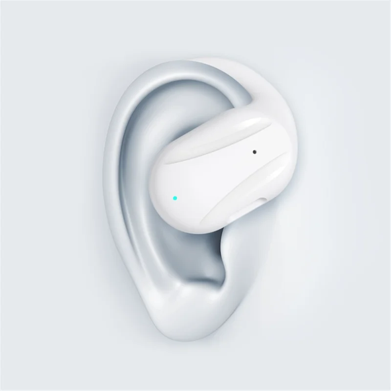 YJ77 Business Single Ear Wireless Bluetooth-compatible Earhook Headset Air Conduction Hands-free Call Music Earphone - White
