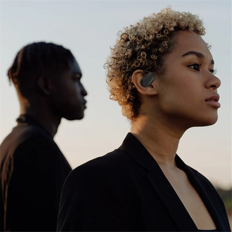 YJ77 Business Single Ear Wireless Bluetooth-compatible Earhook Headset Air Conduction Hands-free Call Music Earphone - White