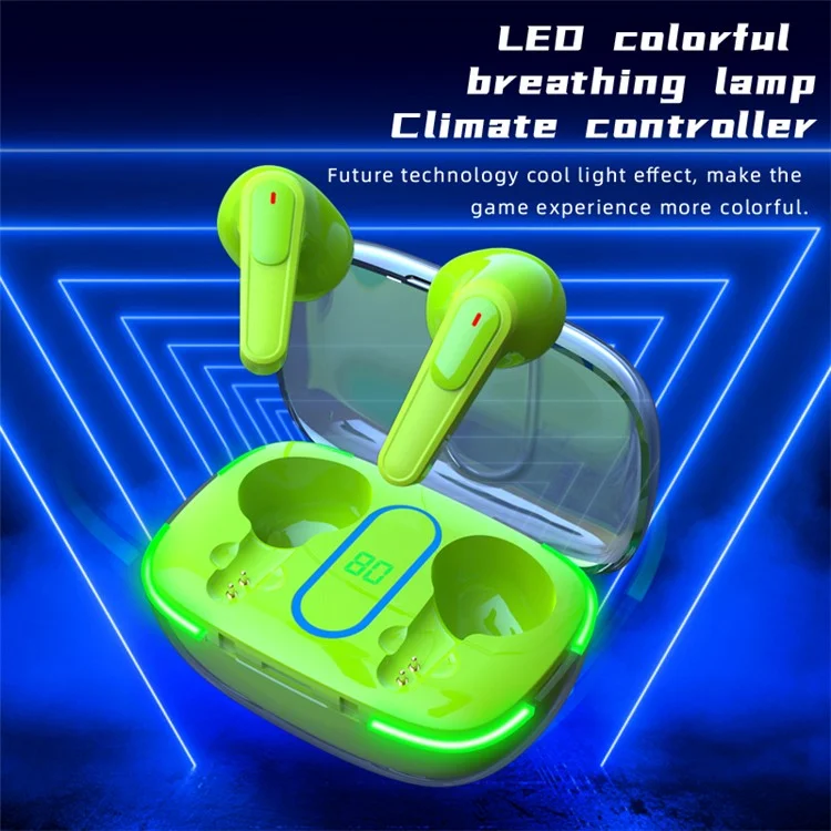 PRO70 TWS Bluetooth-Ohrhörer, wasserdicht, Stereomusik, Anrufe, kabellose Kopfhörer mit Atemlichtern
