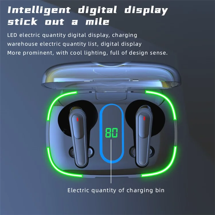 PRO70 TWS Bluetooth-Ohrhörer, wasserdicht, Stereomusik, Anrufe, kabellose Kopfhörer mit Atemlichtern