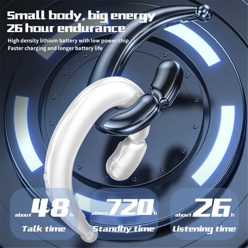 M520 Bone Conduction Headphone TWS Bluetooth-compatible Earhook Earphone Wireless Stereo Sound Headset for Running Sports - White