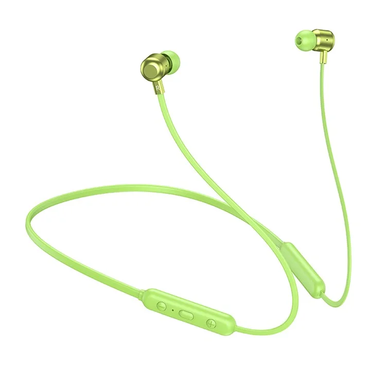 Q60 Bandada de Pescoço Sem Fio Fone de Ouvido Bluetooth Pendurado Esportes Ergonômicos Fone de Ouvido de 360 ​​graus HiFi Fone de Ouvido de Som - Verde Fluorescente