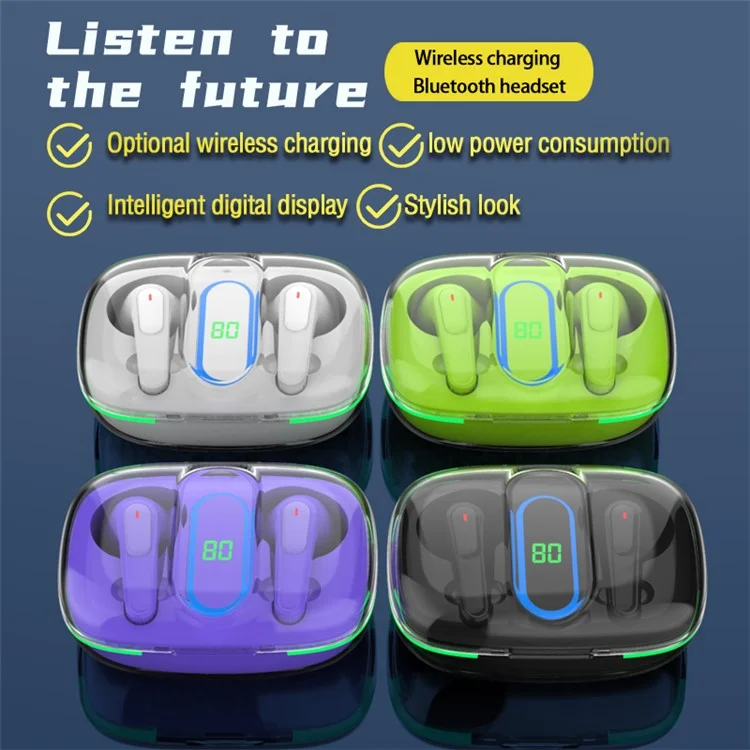 Écouteurs Bluetooth 5.3 TWS PRO 70 avec éclairage respiratoire, appels clairs et contrôle tactile - Noir