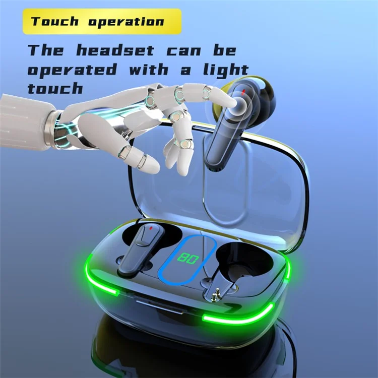 PRO 70 TWS Bluetooth-compatible 5.3 Earphone Breathing Light Wireless Earbuds Clear Call Stereo Touch Control Headphones - White