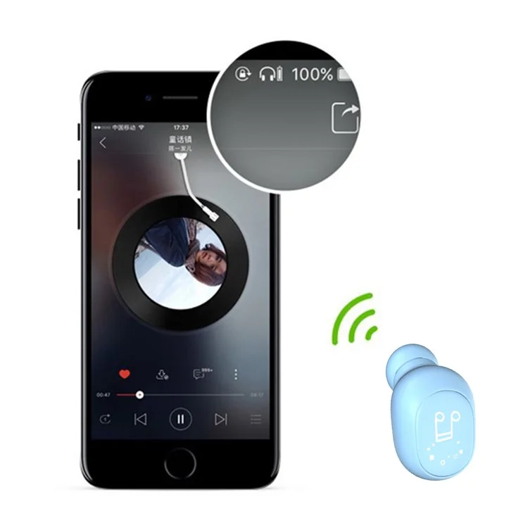 F911 Bluetooth Earbud Single Wireless Fone de Ouvido Mini Fone de Ouvido de Fone de Ouvido de Carro Com Mãos Livres - Azul