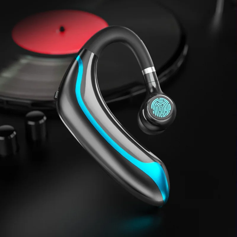 M70 Touch Control Bluetooth-compatible 5.0 Single Ear Headphone Business Style Wireless Headset Ear-Hook Earphone CVC Noise Cancelling Headphone - Black  /  Red