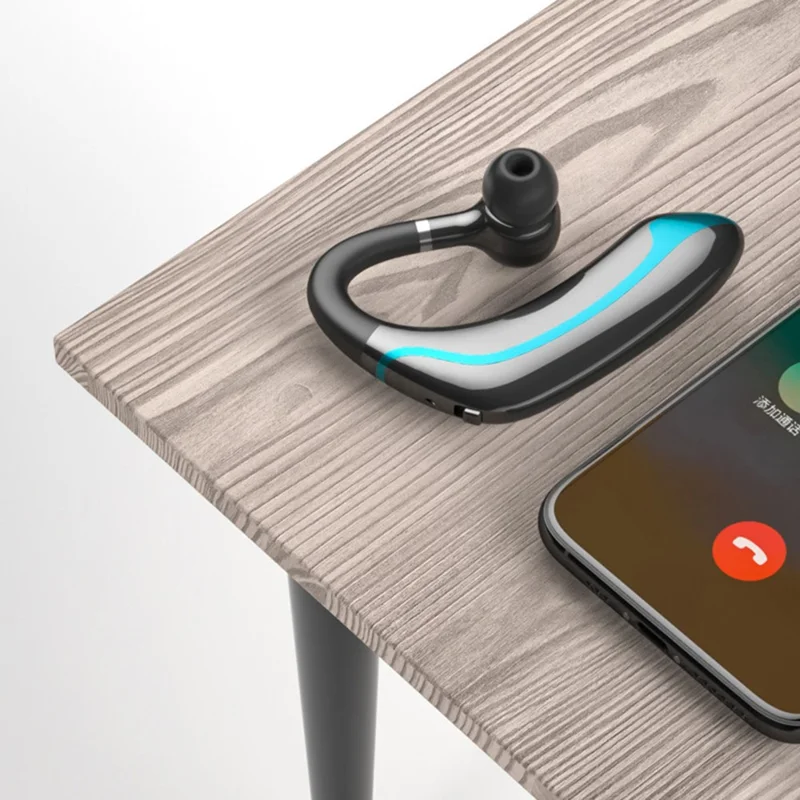 M70 Touch Control Bluetooth-compatible 5.0 Single Ear Headphone Business Style Wireless Headset Ear-Hook Earphone CVC Noise Cancelling Headphone - Black  /  Red