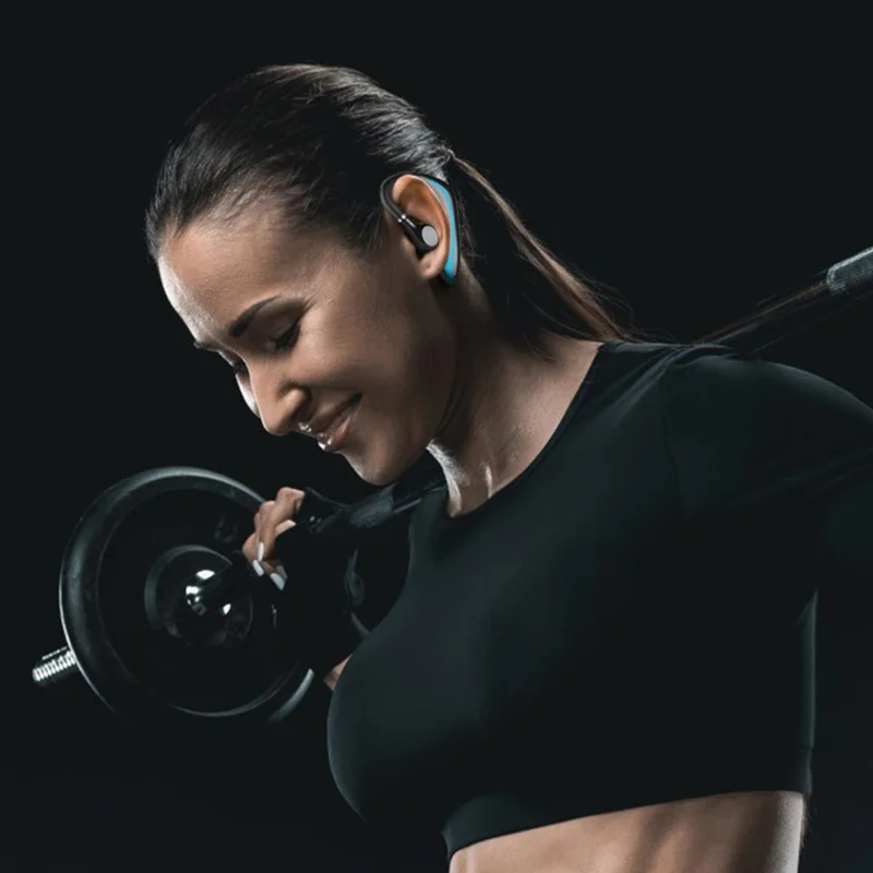 M70 Touch Control Bluetooth-compatible 5.0 Single Ear Headphone Business Style Wireless Headset Ear-Hook Earphone CVC Noise Cancelling Headphone - Black  /  Red