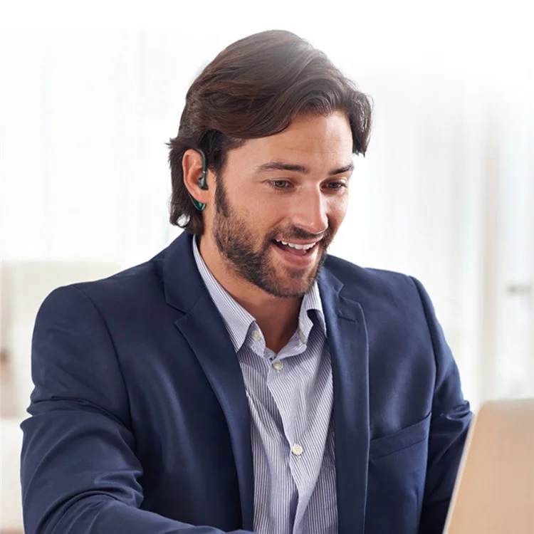 M70 Touch Control Bluetooth-compatible 5.0 Single Ear Headphone Business Style Wireless Headset Ear-Hook Earphone CVC Noise Cancelling Headphone - Black  /  Blue