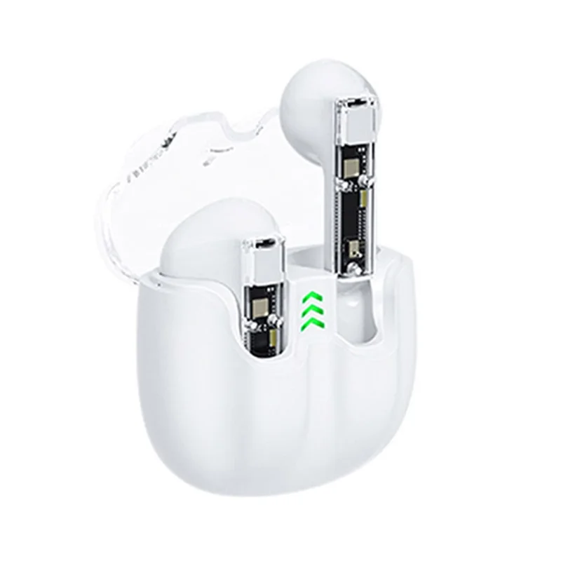 AZEADA BT119 TWS Wireless Headset Portable Bluetooth-compatible Earbuds Transparent Headphone with Charging Case - White