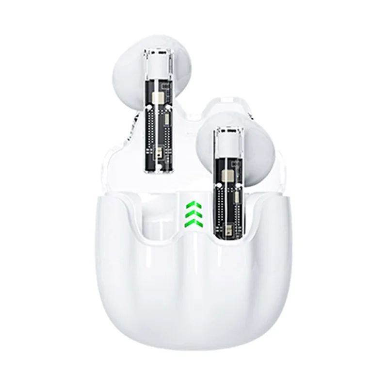 AZEADA BT119 TWS Wireless Headset Portable Bluetooth-compatible Earbuds Transparent Headphone with Charging Case - White