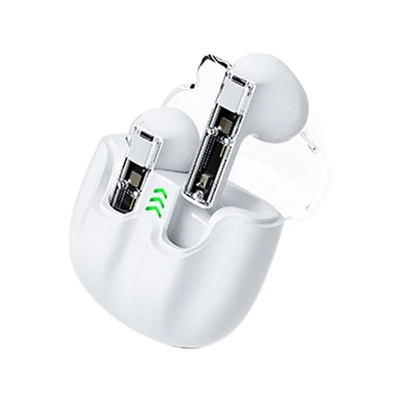 AZEADA BT119 TWS Wireless Headset Portable Bluetooth-compatible Earbuds Transparent Headphone with Charging Case - White