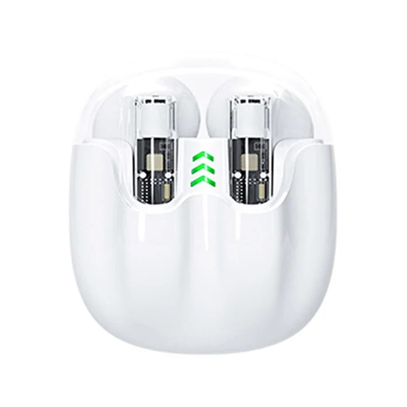 AZEADA BT119 TWS Wireless Headset Portable Bluetooth-compatible Earbuds Transparent Headphone with Charging Case - White