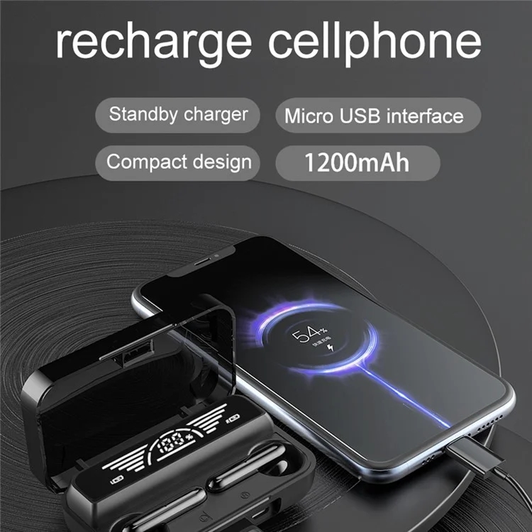 M29 Pro Digital Display TWS Earbuds In-Ear Gaming Headset Bluetooth-compatible Wireless Headphone with Power Bank Function
