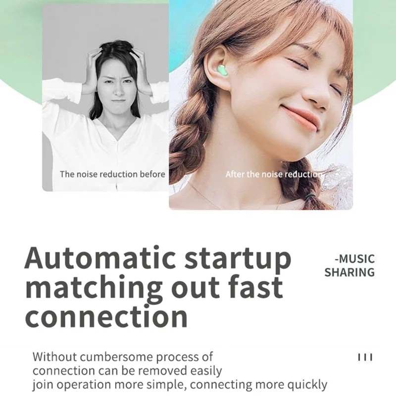 E8S Mini TWS Bluetooth-compatible Earphone Digital Display HiFi Stereo Wireless Touch In-ear Headset - White