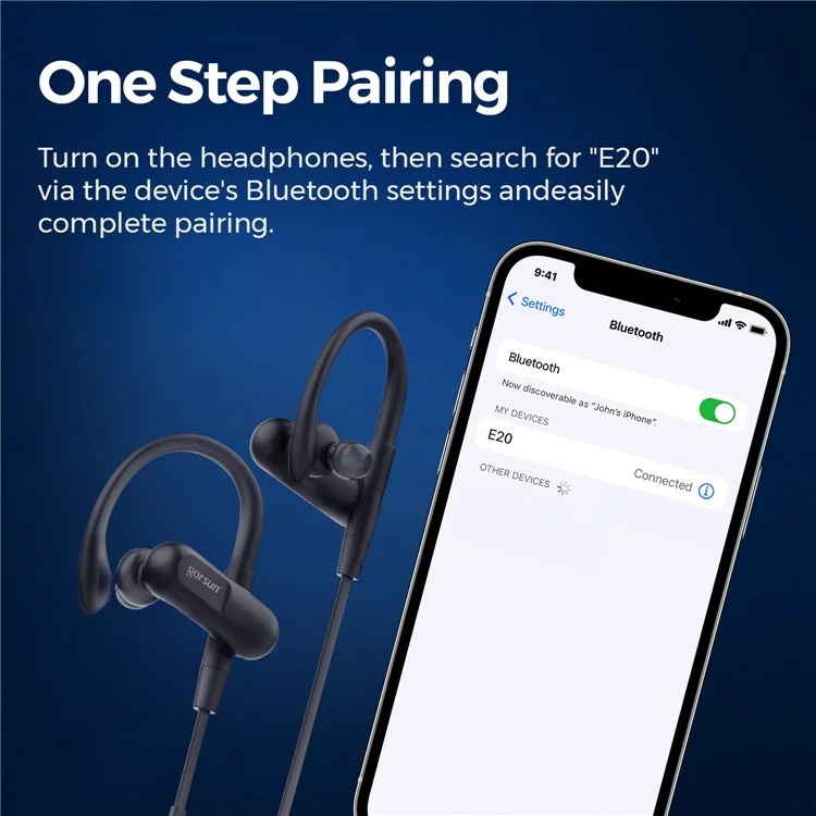 GORSUN E20 Sports Earphones IPX5 Waterproof Ear Hook Wireless Bluetooth-compatible Headphones