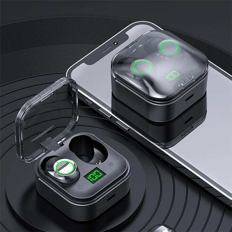 ydmini Wireless Bluetooth-compatible Headset TWS In-Ear Earbuds Breathing Light Sports Headphone with Digital Display