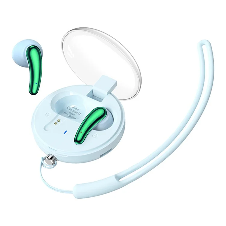 REMAX Clear Buds C1 Bluetooth-compatible 5.3 Wireless Earphone Stereo Sound ENC Noise Reduction TWS Music Calling Earbud - Blue