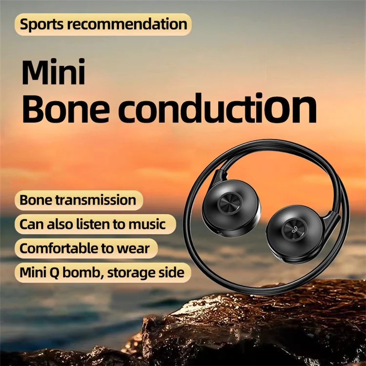 M1S Bone Conduction Headphone Bluetooth-compatible Headset Running Sports Earphone Stereo Sound Headphone - Black