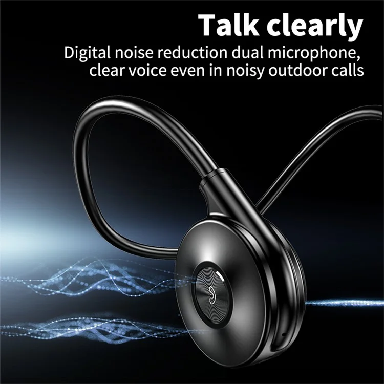 M1S Bone Conduction Headphone Bluetooth-compatible Headset Running Sports Earphone Stereo Sound Headphone - Black