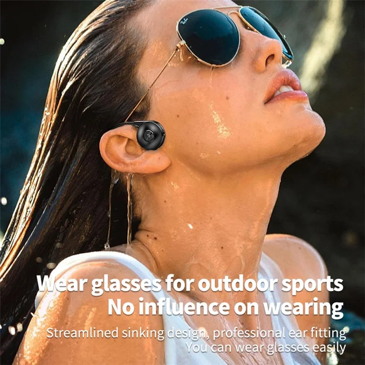 M1S Bone Conduction Headphone Bluetooth-compatible Headset Running Sports Earphone Stereo Sound Headphone - Black