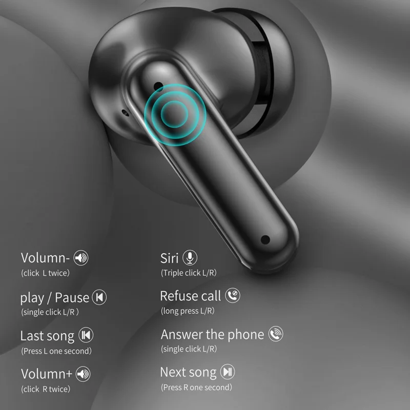 i35 TWS Bluetooth-compatible 5.3 Wireless Earphone ENC Noise Reduction Touch Control Earbud Headphone - Black