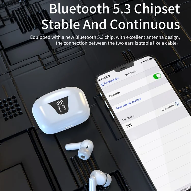 i35 TWS Bluetooth-compatible 5.3 Wireless Earphone ENC Noise Reduction Touch Control Earbud Headphone - White