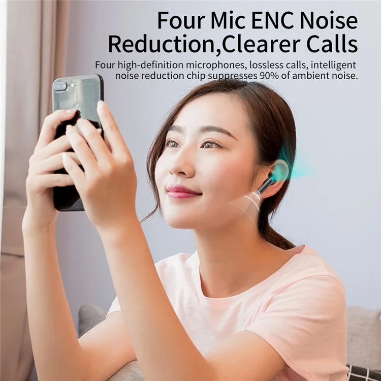 i35 TWS Bluetooth-compatible 5.3 Wireless Earphone ENC Noise Reduction Touch Control Earbud Headphone - White