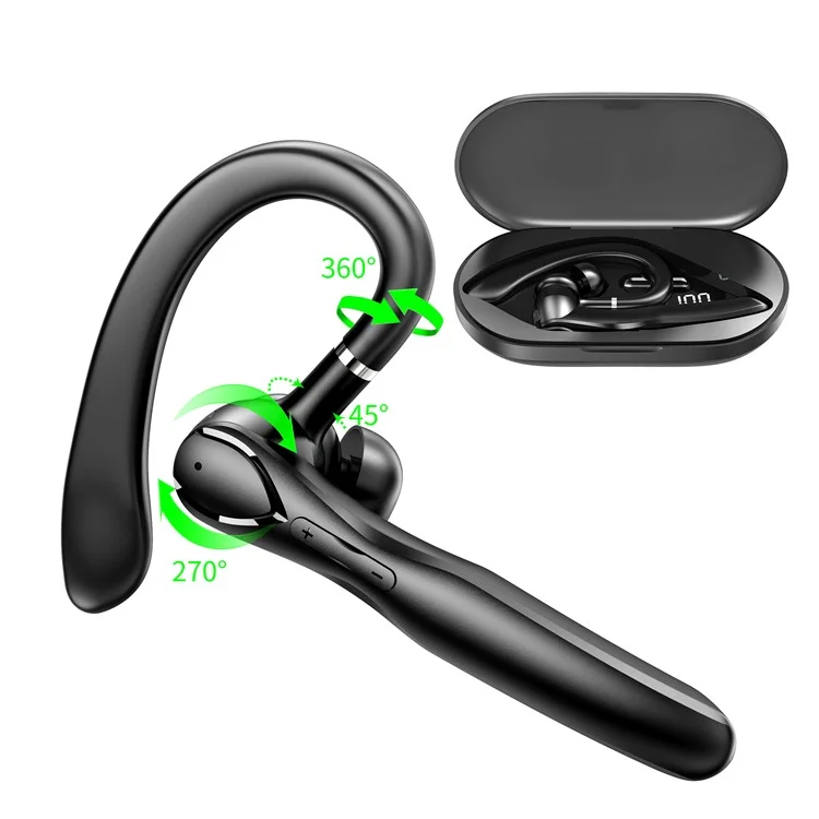 i33 Single Ear-Hook Bluetooth-compatible Wireless Earbud Noise Reduction Earphone with Digital Display Charging Case